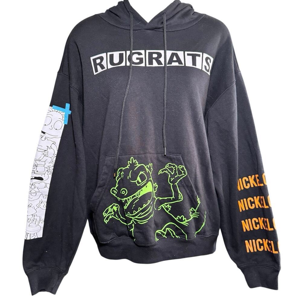 Nickelodeon‎ Rugrats Reptar Hoodie Pullover Sweatshirt Black Size M Medium 90’s